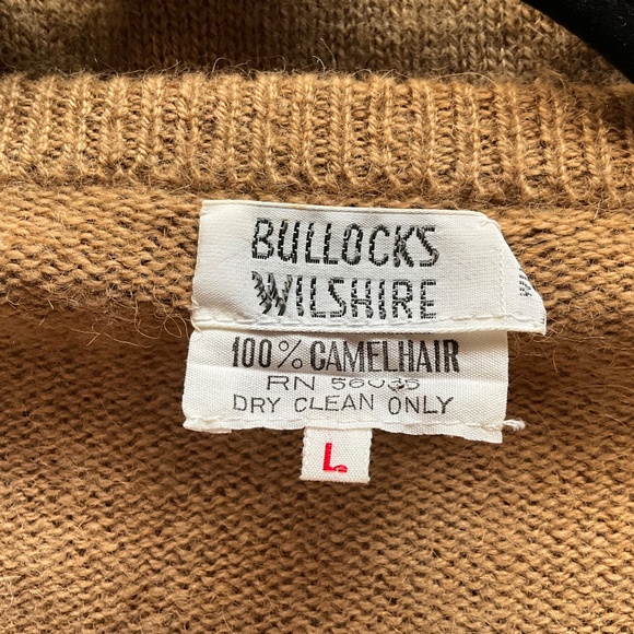 VTG 80s Camelhair Indie Academia V-Neck Sweater Minimalist Luxury Tan Men’s L - Picture 6 of 6